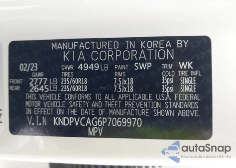 2023 Kia Sportage Ex z USA, uszkodzony, nr VIN KNDPVCAG6P7069970